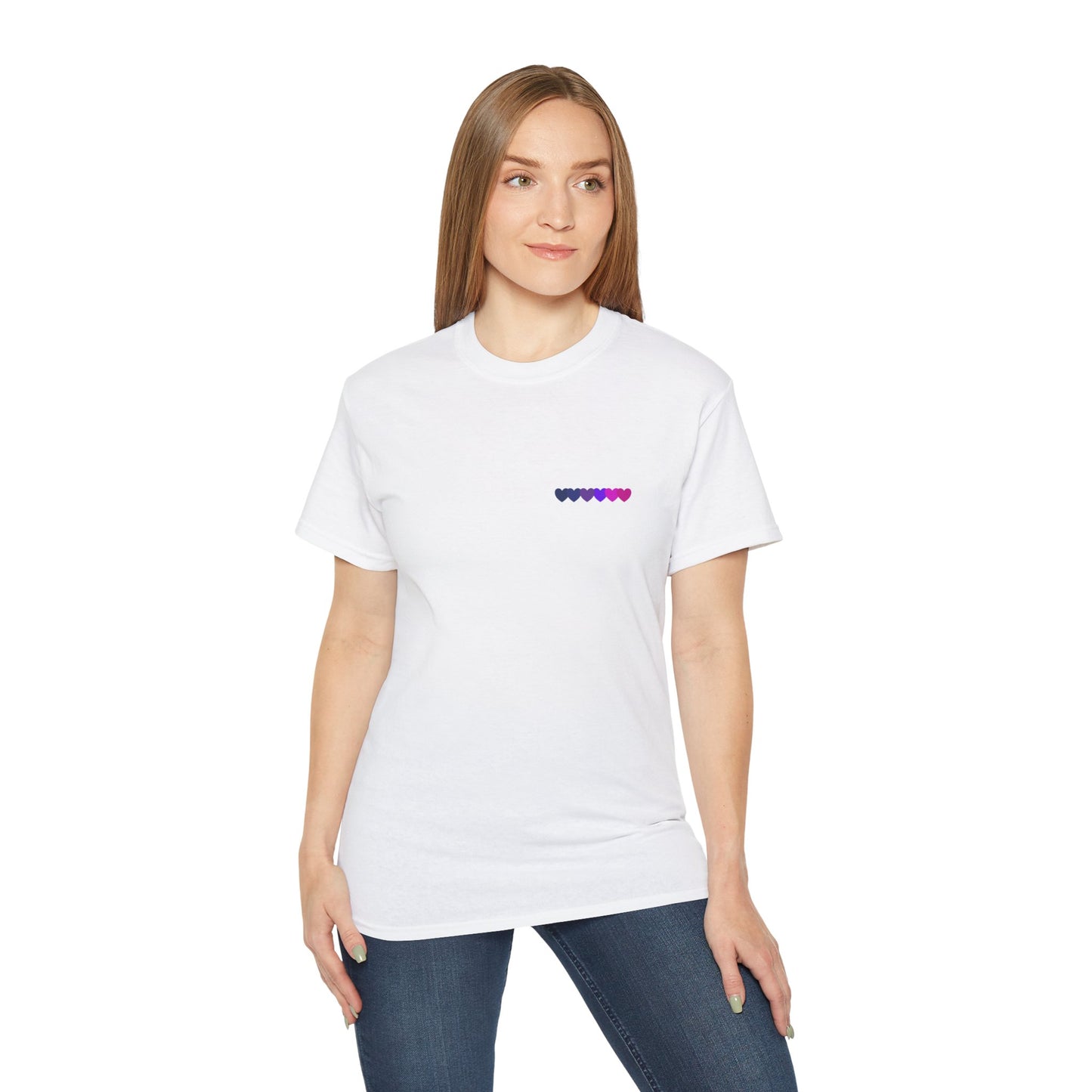 Bisexual Unisex Cotton T-Shirt with Heart Design, Casual Wear, Gift for Her, Pride Merchandise, Everyday Fashion
