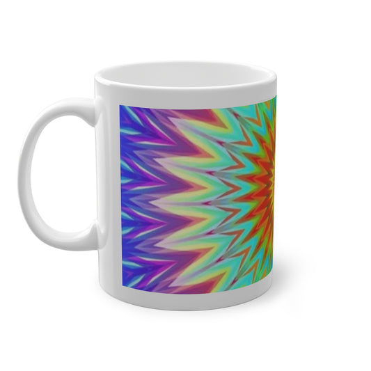 Colorful Psychedelic Mug, 11oz, Vibrant Coffee Cup for Art Lovers, Unique Gift for Birthdays, Festivals, and Home Decor