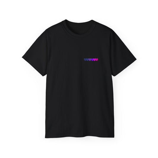Bisexual Unisex Cotton T-Shirt with Heart Design, Casual Wear, Gift for Her, Pride Merchandise, Everyday Fashion